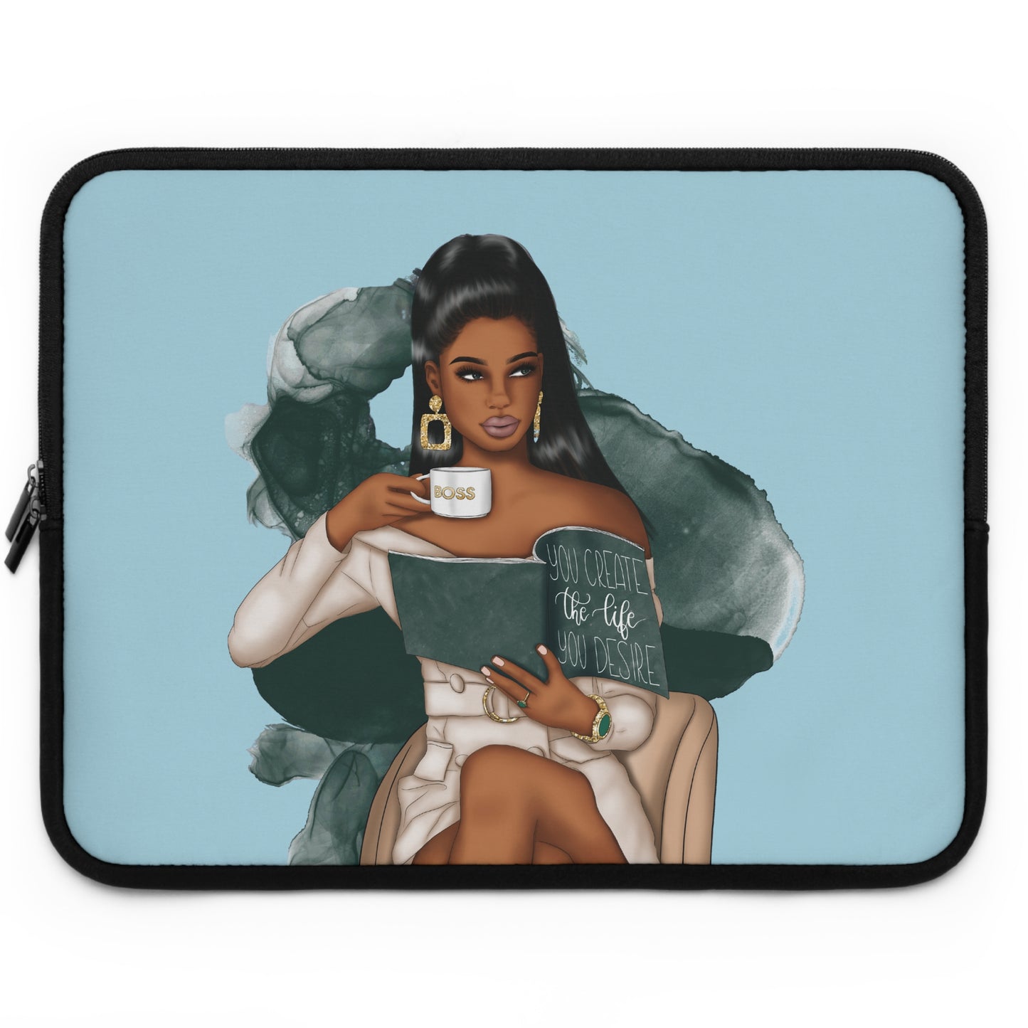 You Create the Life You Desire Laptop Sleeve (Light Blue)