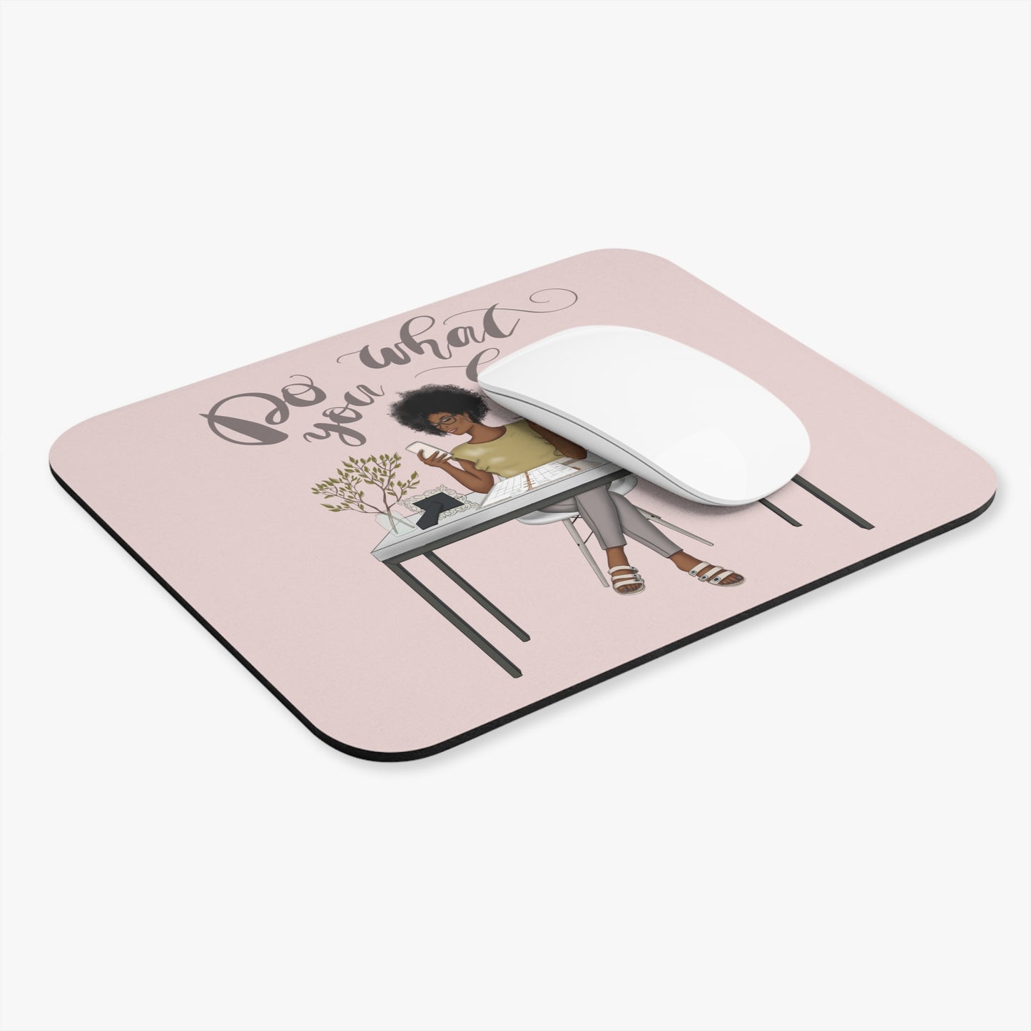 Do What You Love Mouse Pad - Textured Hair - Pink
