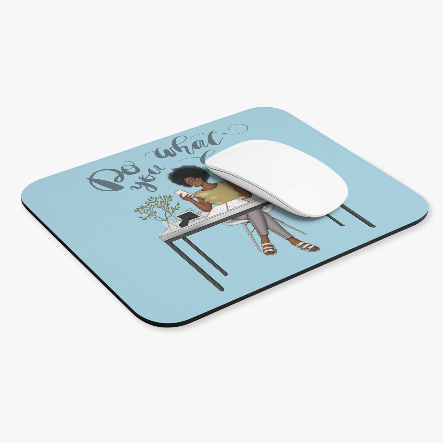 Do What You Love Mouse Pad - Textured Hair - Light Blue