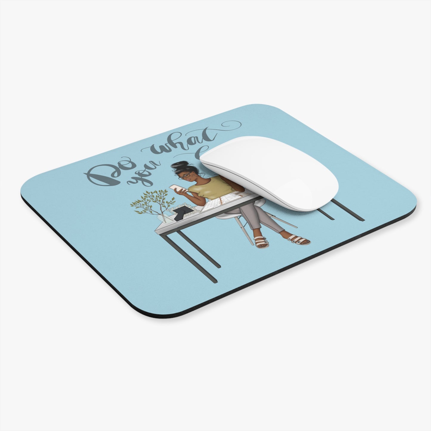 Do What You Love Mouse Pad - Straight Hair - Light Blue