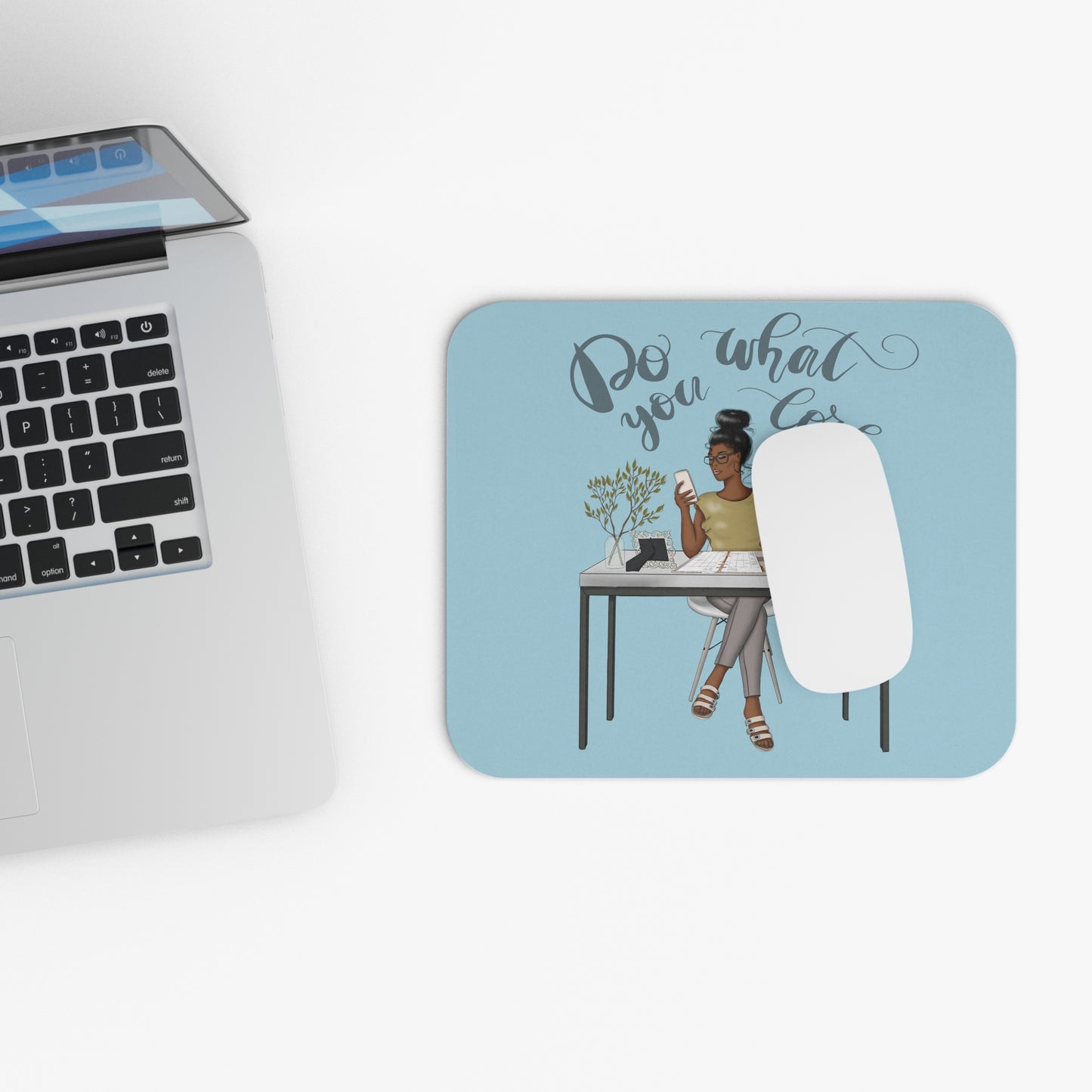 Do What You Love Mouse Pad - Straight Hair - Light Blue