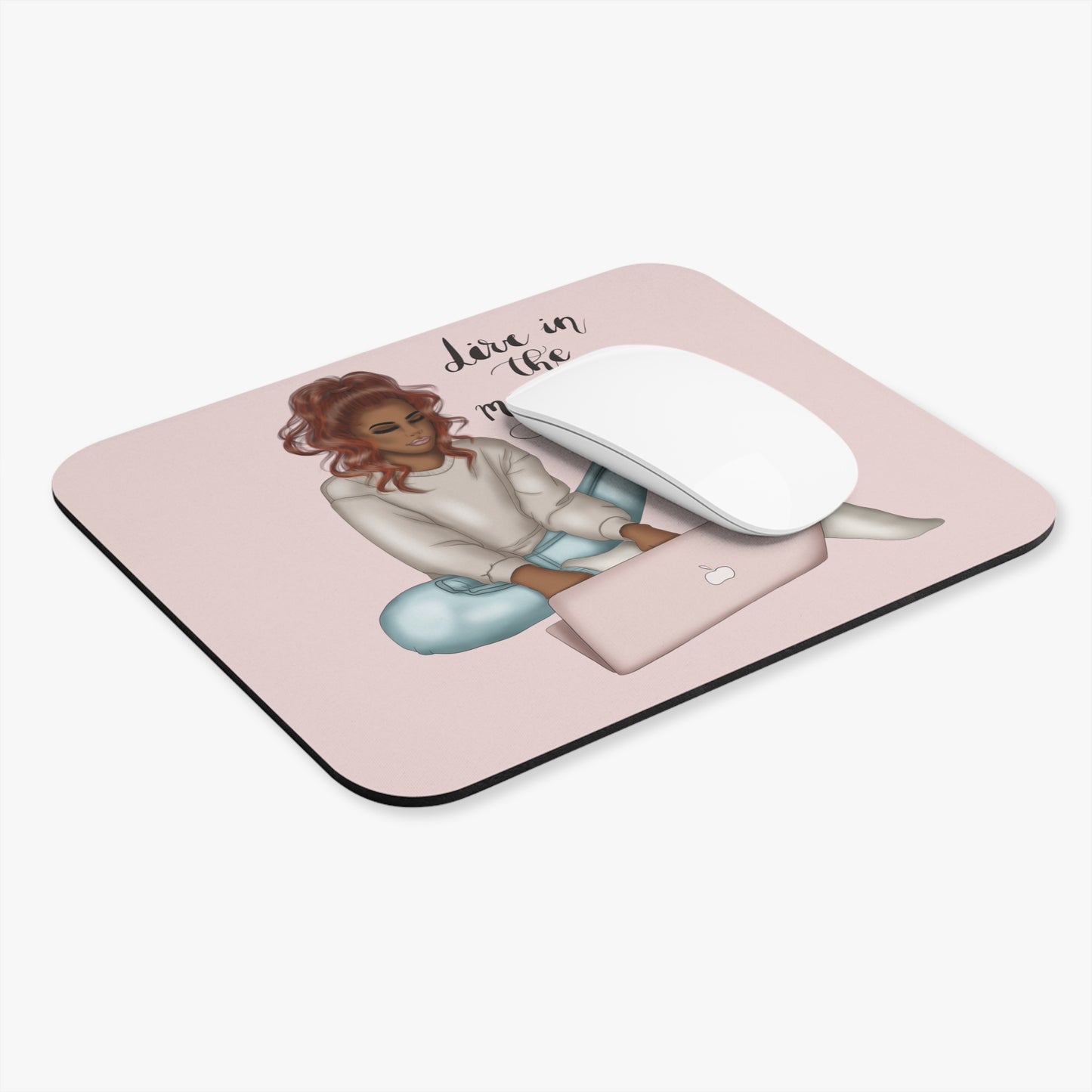 Dive In The Moment Mouse Pad - Brown Hair - Pink