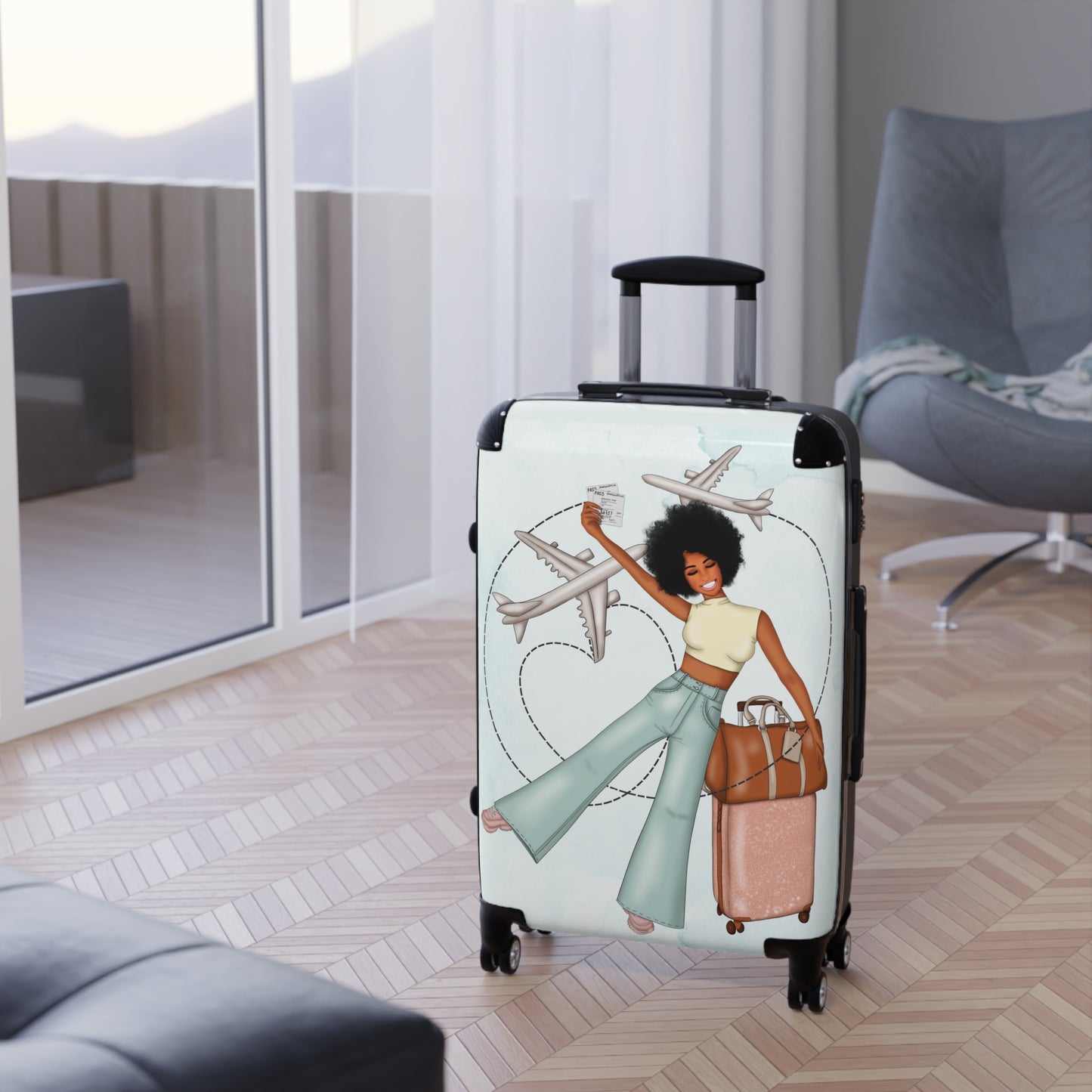 All Around The World Suitcase - Textured Hair