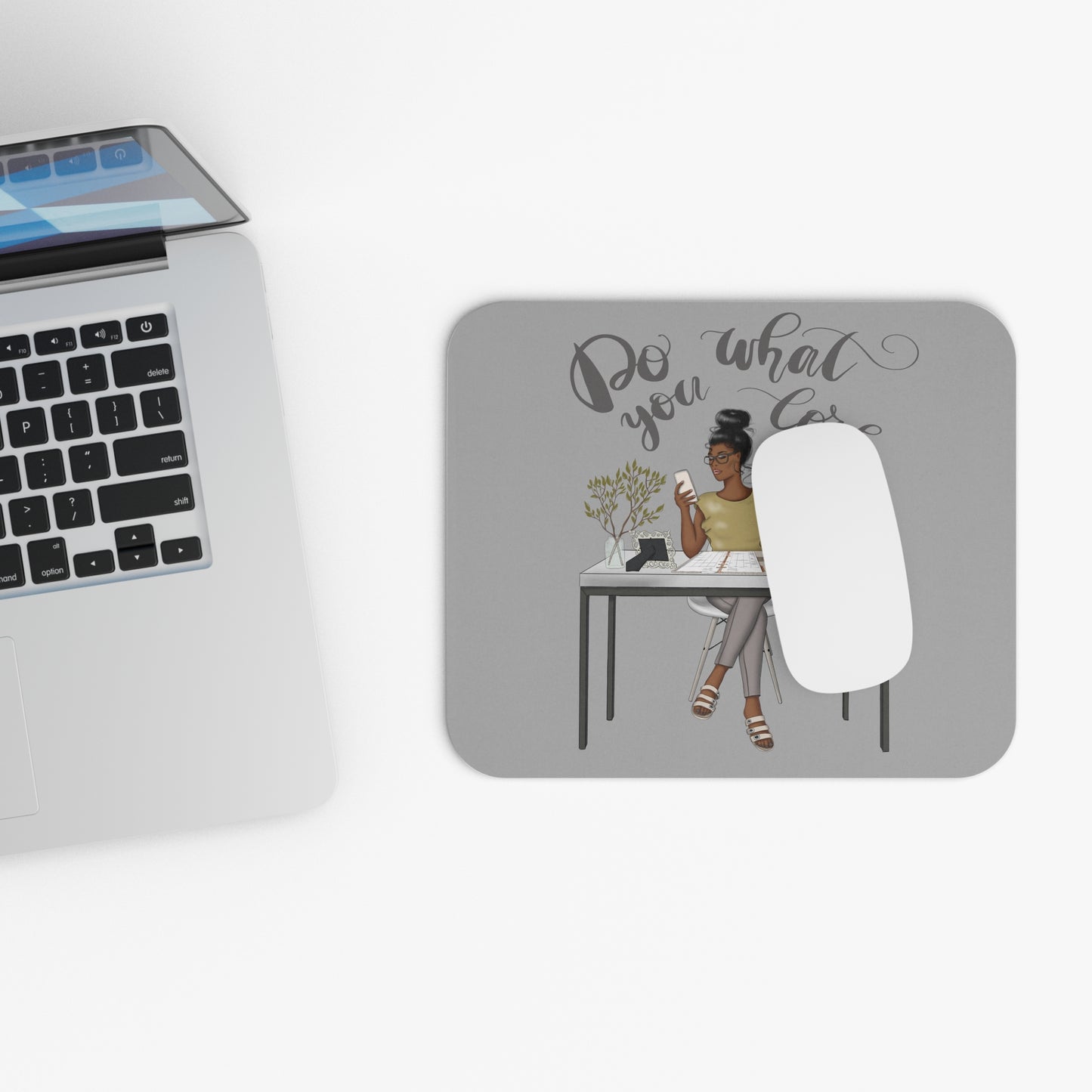 Do What You Love Mouse Pad - Straight Hair - Grey