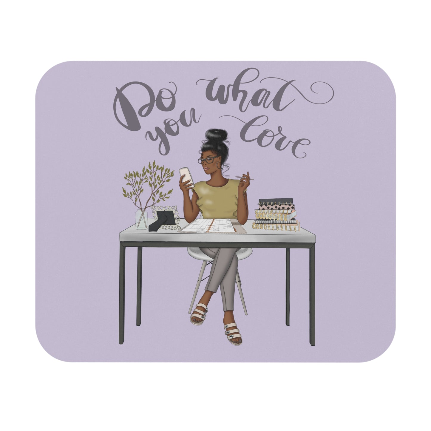 Do What You Love Mouse Pad - Straight Hair - Purple