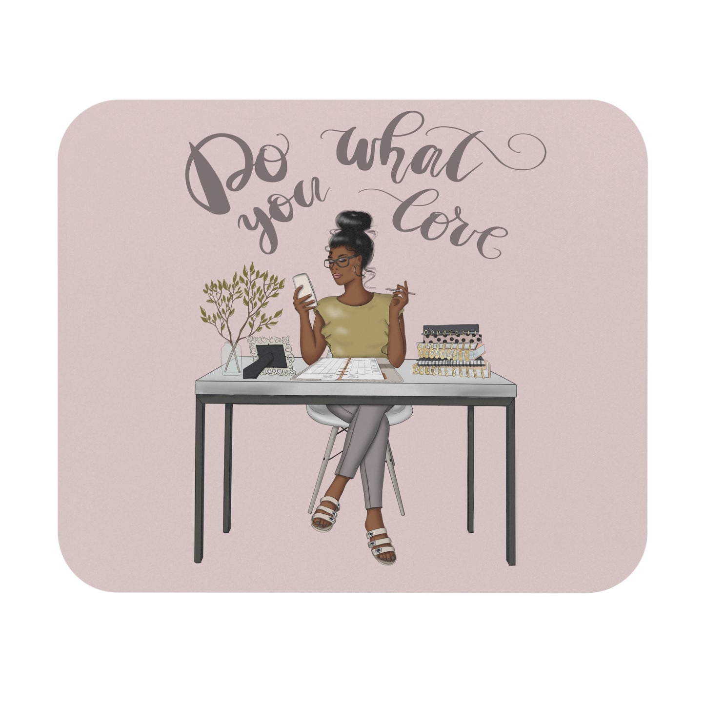 Do What You Love Mouse Pad - Straight Hair - Pink