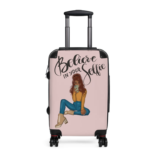 Believe In Your Selfie Suitcase - Pink