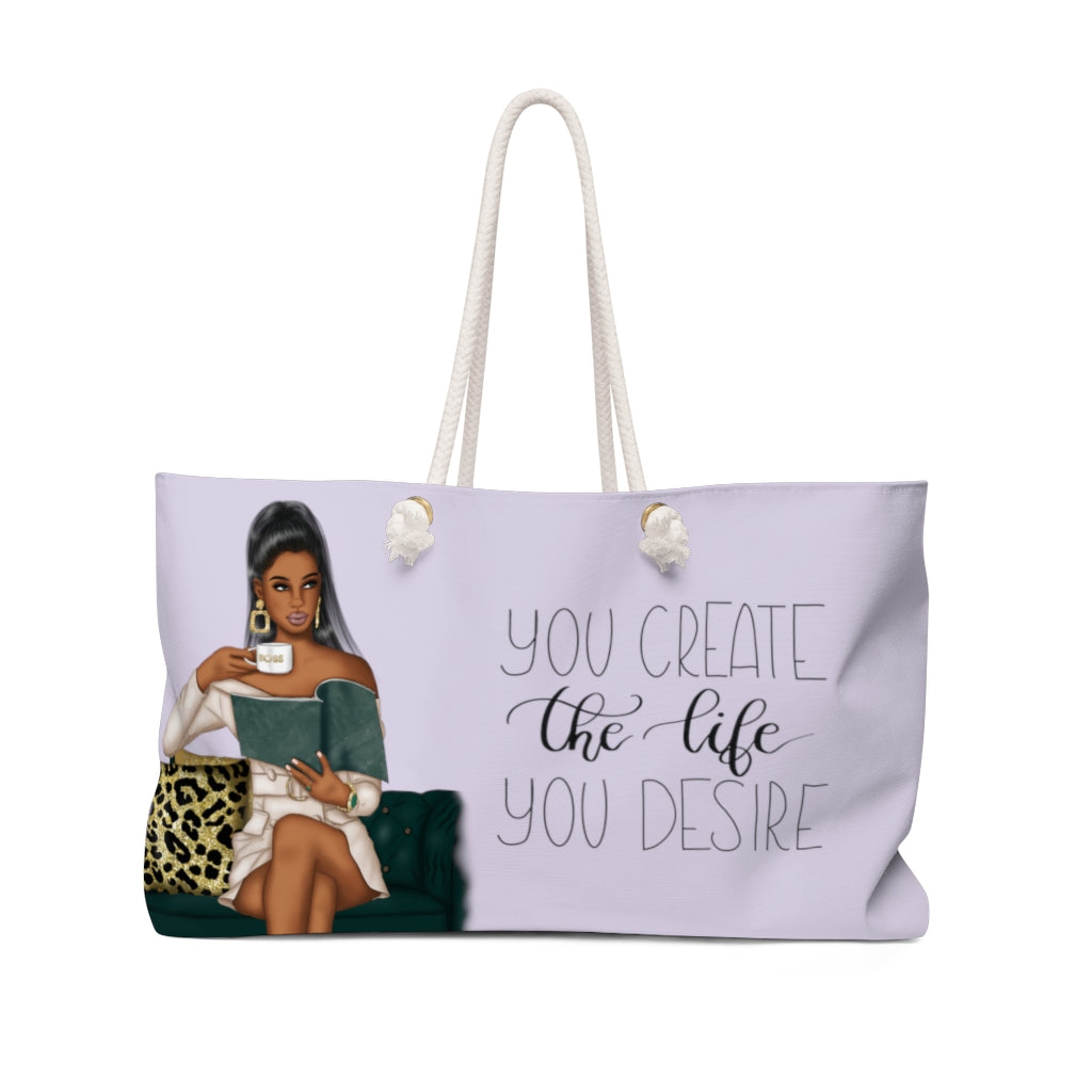 You Create The Life You Deserve Weekender Bag (Light Purple)