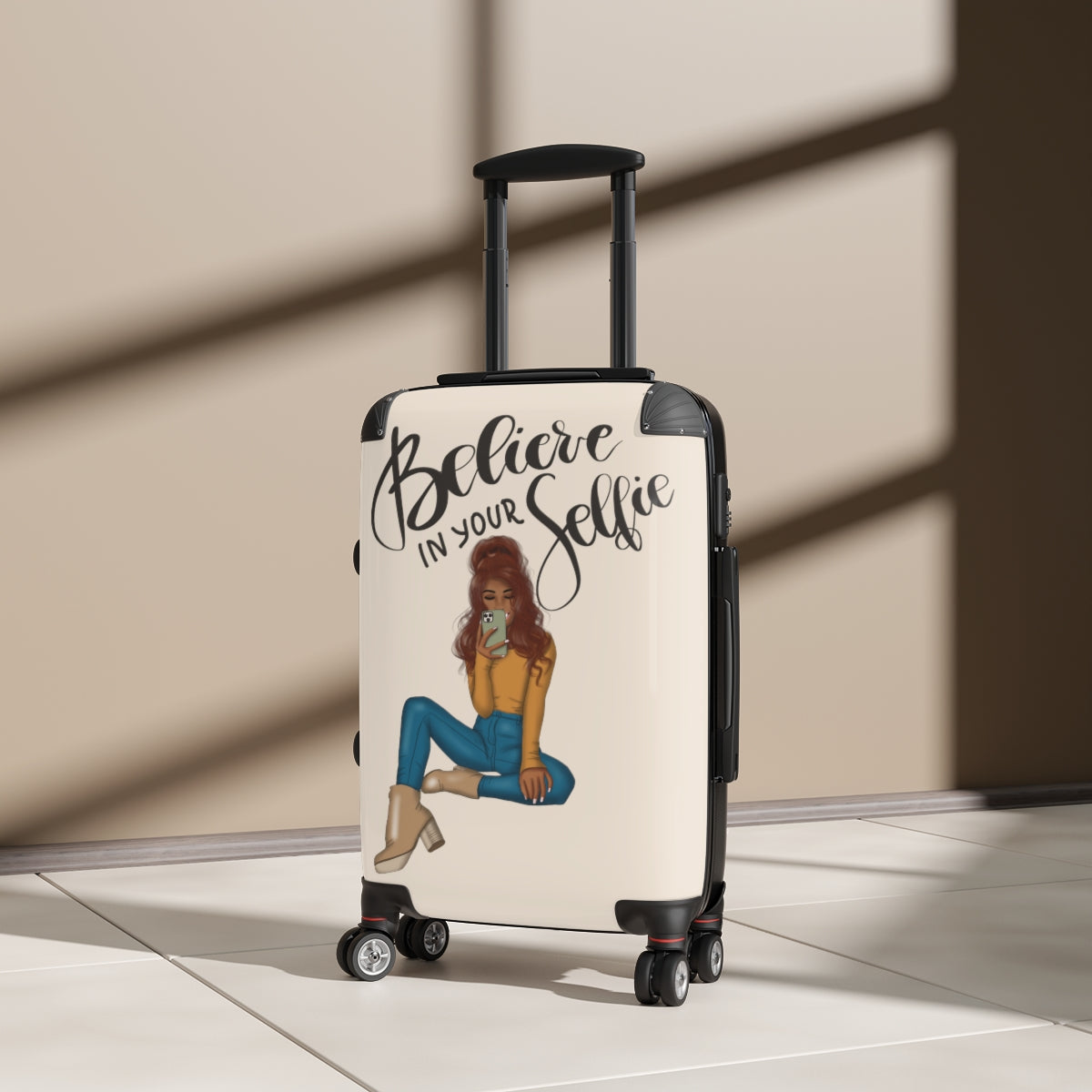Believe In Your Selfie Suitcase - Beige